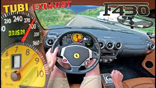 FERRARI F430 MANUAL with TUBI EXHAUST sounds INSANE on the AUTOBAHN [upl. by Kcirb506]