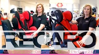 Recaro Young Sport Hero Group 1 2 amp 3 Conversion From Group 1 to Group 2 amp 3 Store Demo  Direct2Mum [upl. by Scoville]