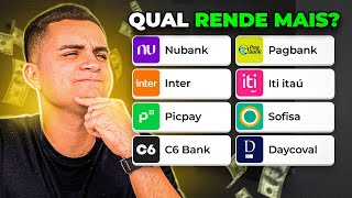 QUAL CONTA DIGITAL RENDE MAIS QUAIS RENDEM NO AUTOMÁTICO NUBANK INTER C6 PICPAY ITI PAGBANK [upl. by Vito]