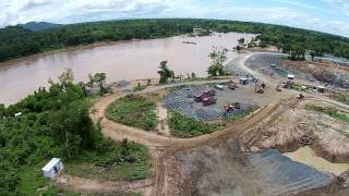 Drone flight over Don Sahong dam project [upl. by Lyudmila482]