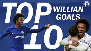 TOP 10 Willian Goals  Chelsea Tops [upl. by Odrahcir748]