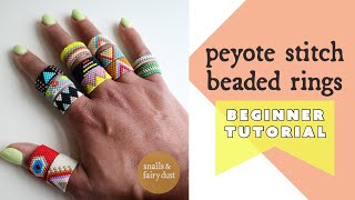 DIY Jewelry Tutorial  Peyote Stitch Beaded Rings with Even Count Peyote Stitch [upl. by Refinnej]