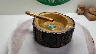 Wood Turning a natural edge cigar ashtray from spalting log Fun gift idea [upl. by Einaeg284]