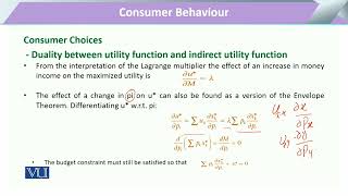 Duality between utility function amp indirect utility  Microeconomic Analysis  ECO614Topic102 [upl. by Aiello990]