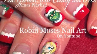 The Grinch amp Cindy Lou Who Christmas Nail Art Design Tutorial [upl. by Neeuq]