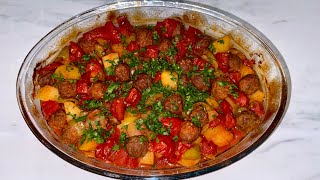 FIRINDA SOSU PATATES VE KOFTE TARİFİ Cok lezzetli [upl. by Assilen]