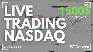 Day 2 Of Passing 150k TopStep Challenge Live Day Trading Using ICT Concepts l NasDaq l 05082024 [upl. by Ecenahs]