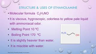 STRUCTURE and USES OF ETHANOLAMINE [upl. by Eberhart]