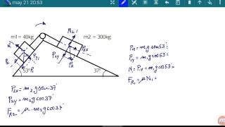 Masas unidas en planos inclinados con rozamiento [upl. by Kenley]