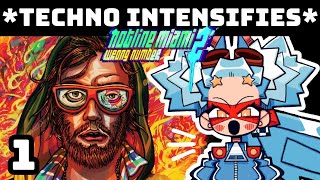 SHOOTING BAD GUYS AND VIBING TO TECHNO【HOTLINE MIAMI 2 WRONG NUMBER】 vtuber [upl. by Soilisav]