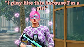 GTA ONLINE  Female griefer uses her gender as an excuse to how she plays [upl. by Ailahtan]