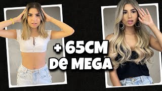 COLOQUEI UM MEGA HAIR DE 65CM E PLATINEI O CABELO [upl. by Ardiek116]