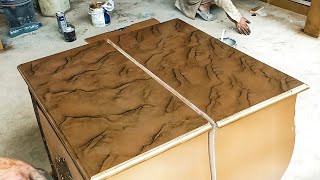 How to make marble design in Deco PaintDeco Paint TechniquesDesign in Golden Deco Paint Furniture [upl. by Laurentia]