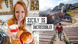 Trying Sicily’s MOST DELICIOUS Dessert  Exploring Taormina Coliseum Ruins  Mt Etna 😍 Italy [upl. by Nart]