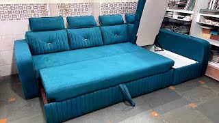 L Shape Sofa Cum Bed with storage amp adjustable headrest Call 7039383124  7039503029 furniture [upl. by Dorian632]