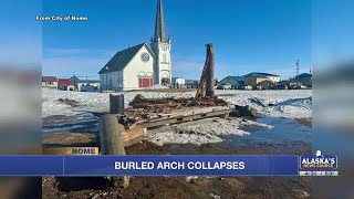 Iditarod finish line’s iconic Burled Arch collapses in Nome [upl. by Furgeson922]