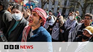 Gaza protests continue at US universities as hundreds arrested  BBC News [upl. by Erasme]