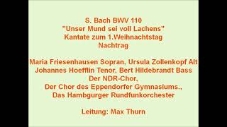 Bachkantate BWV 110 Unser Mund sei voll Lachens Max Thurn 1960 [upl. by Bremble685]