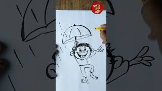 How To Draw Rainy Season Easy cartoonshorts [upl. by Deacon]