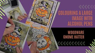 Create a Halloween Card featuring Hatter Gnome from Woodware Stamps and Ohuhu Markers [upl. by Aita]