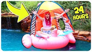 LIVING IN A POOL FORT FOR 24 HOURS CHALLENGE Ft MeganPlays [upl. by Kela631]