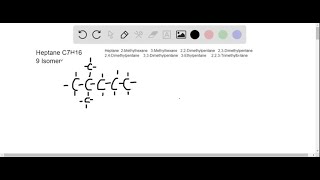 Write structural formulas for all of the nine isomers of heptane [upl. by Yregram988]