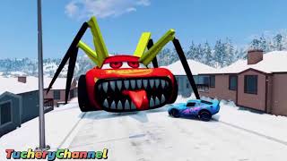 Epic Escape Lightning Mcqueen 🆚 Giant Mutant Cars Spider Eater  Coffin Dance Song Cover [upl. by Reve]