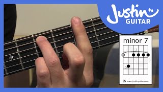 E Shape Barre Chord Grips 7 amp Min7 Guitar Lesson IM121 How to play IF Stage 2 [upl. by Alidis]