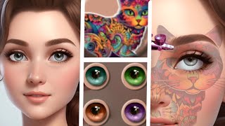 Hollywood actress Smantha Wilson lips and eyes makeup followed by a catchy tattoo  asmr animation [upl. by Luo]