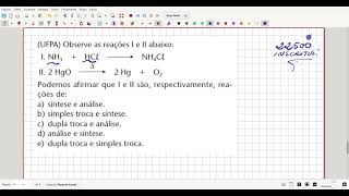 UFPA Observe as reações I e II abaixo I NH3 quot HCl NH4ClII 2 HgO 2 Hg quot O2Podemos afirmar que [upl. by Chalmers]