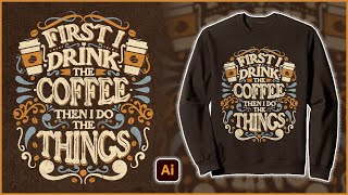 Coffee Typography Decorative Tshirt Design  Tshirt Design In Illustrator  AH TSHIRT [upl. by Amerd]