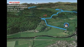 Snowdonia Half Marathon 2024 fly over the halfmarathon 3D course map [upl. by Ruff]