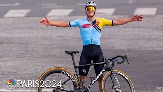 Belgiums Remco Evenepoel rides to cycling HISTORY in mens road race  Paris Olympics  NBC Sports [upl. by Swigart]