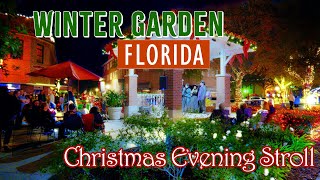 Winter Garden FL USA  Christmas Evening Stroll  4K Walking Tour [upl. by Lleuqar310]