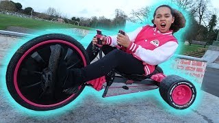 TIANAS CRAZY GREEN MACHINE at SKATEPARK  Drift Trike Fun [upl. by Wardle]