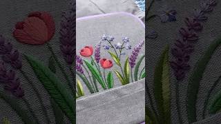 Embroidered Apron 🌷 Spring Flowers in a Pocket 💐 embroiderydesign embroiderytutorial flosstube [upl. by Erdeid439]