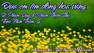 Karaoke Đưa Em Tìm Động Hoa Vàng Rhumba Tone Nam Trầm  TAS BEAT [upl. by Norraa]