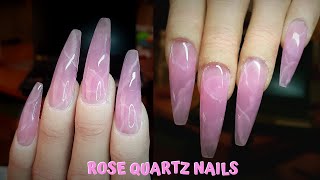 Easy Rose Quartz Nails Using Polygel and Gel Polish [upl. by Lambert]