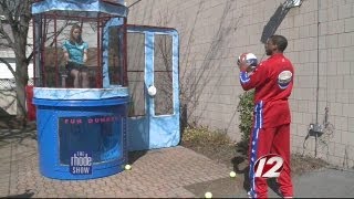 Harlem Globtrotter Dunks Michaela In Dunk Tank [upl. by Anekahs129]