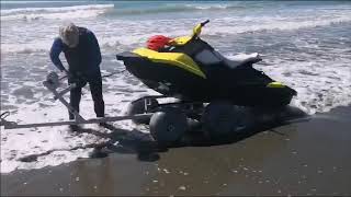 Jet Ski Dolly with Beach Wheels  Jet Ski trailer test [upl. by Miarzim]