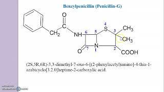 Drawing of Penicillin Structure  Benzylpenicillin Phenoxymethylpenicillin [upl. by Lleynad]