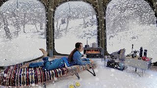 Solo camping in winter Heavy Snow  Enjoy snow scenery in a tent [upl. by Esinel]