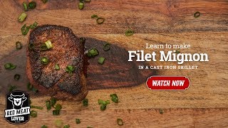 Filet Mignon Steak in Cast Iron Skillet  EASY STEAK RECIPE [upl. by Hamfurd]