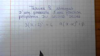 Trouver le sommet dune parabole  Équation polynôme du second degré [upl. by Rasla]