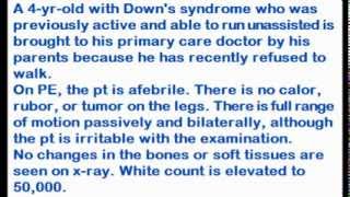 Pediatrics USMLE step3 MCQ and clinical case 1 Downs syndrome boy refused to walk [upl. by Anilegna]