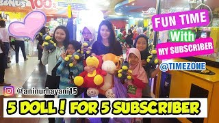 Play Claw Machine at Timezone  Meet Up with My Subscriber  Bagibagi Boneka Capit Timezone Gratis [upl. by Ecissej]