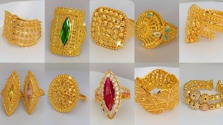 100 Engagement Gold Rings For Girls  Luxury Gold Rings Designs  Royal Gold Rings [upl. by Fielding419]