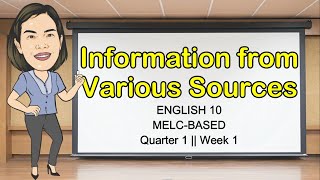 INFORMATION FROM VARIOUS SOURCES  Quarter 1 Week 1  English 10  MELCBased  Aizie Dumuk [upl. by Edyak]