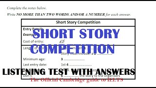 SHORT STORY COMPETITION LISTENING TEST WITH ANSWERS [upl. by Mchale]