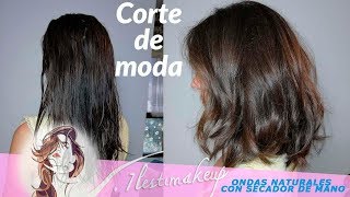 Corte melena recta a capas y peinado natural ondulado con secador de mano [upl. by Kaela]